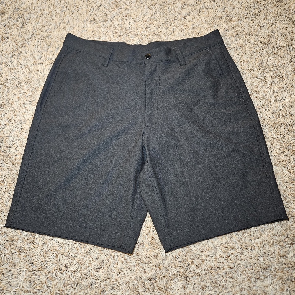 FootJoy‎ FJ Men Size 33 Golf Shorts Black Logo Flat Front Pockets Button